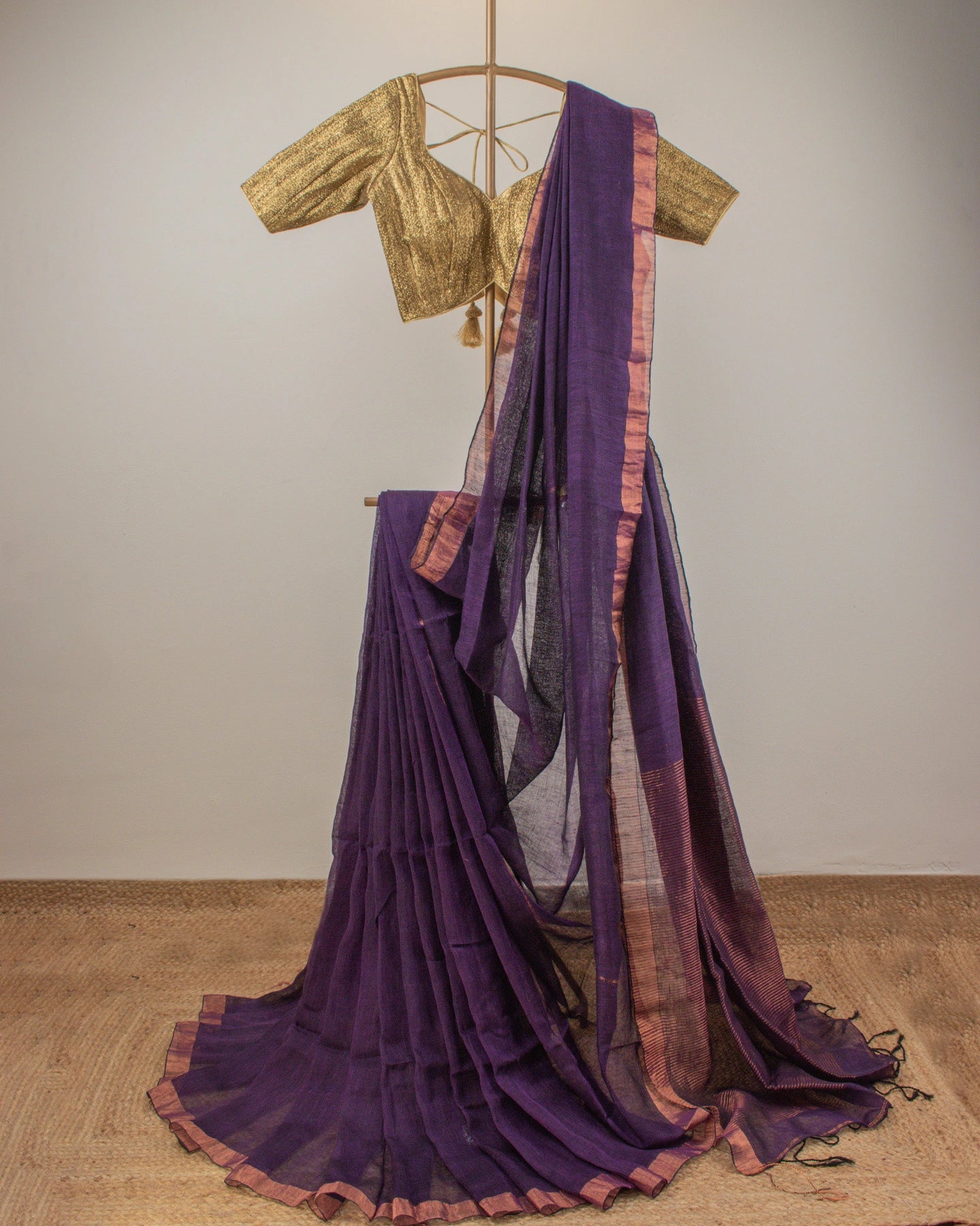 Tulip Purple Linen Saree