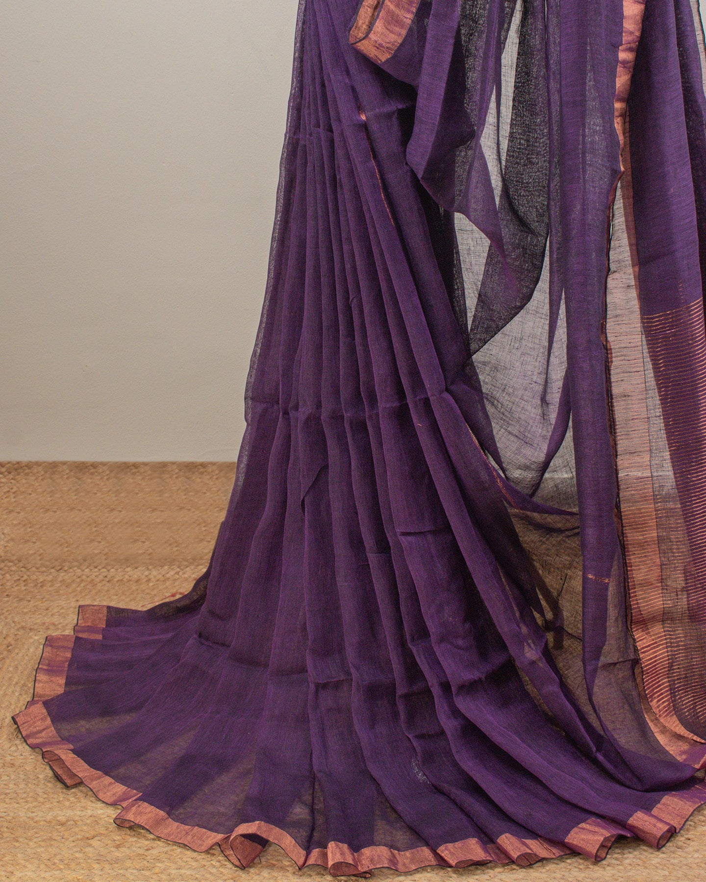 Tulip Purple Linen Saree