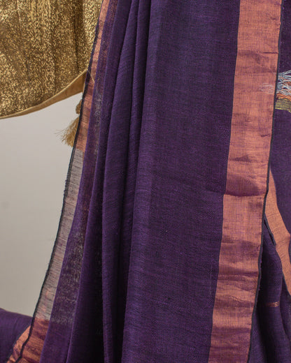 Tulip Purple Linen Saree