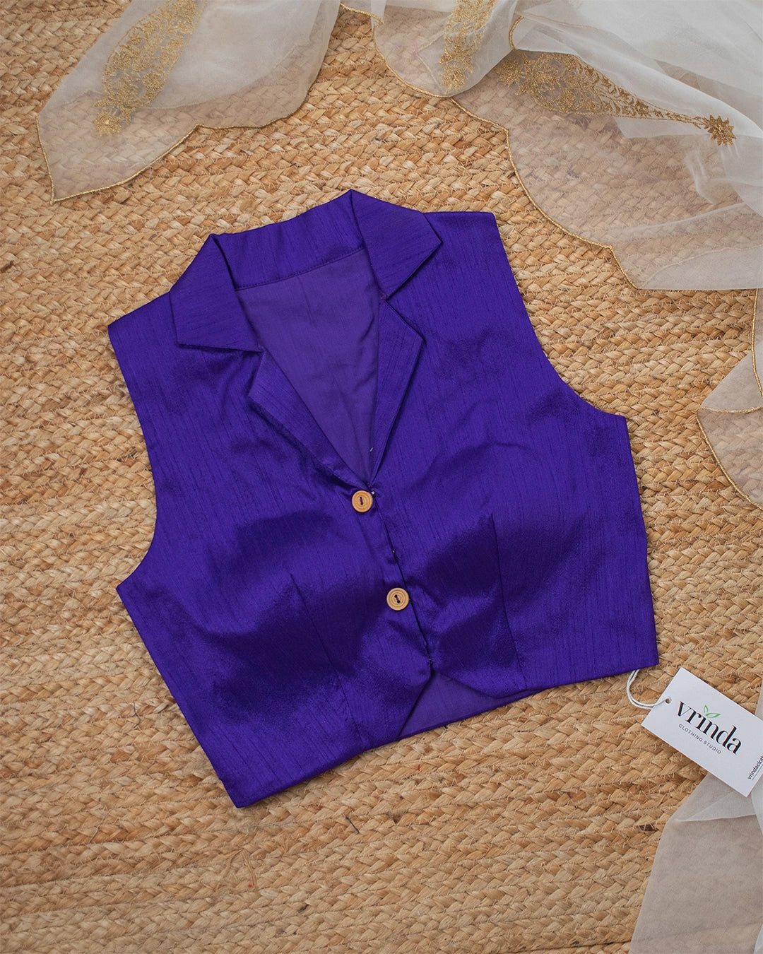 Violet Floral Lapel Blouse