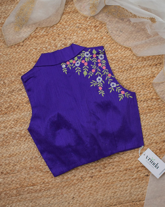 Violet Floral Lapel Blouse
