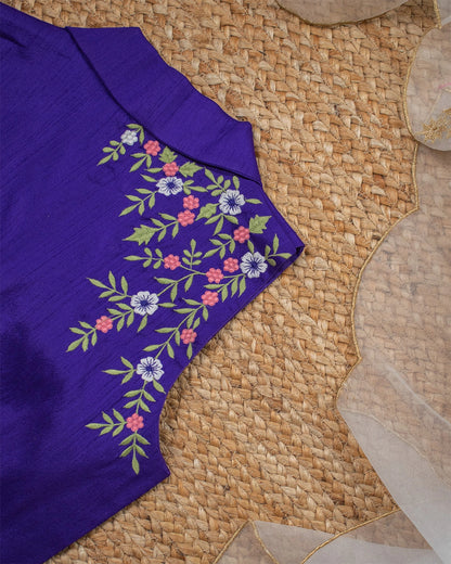 Violet Floral Lapel Blouse