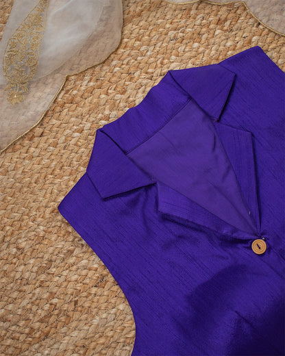 Violet Floral Lapel Blouse
