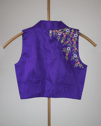 Violet Floral Lapel Blouse