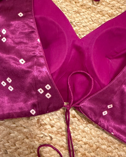 Wine Bandhej Blouse