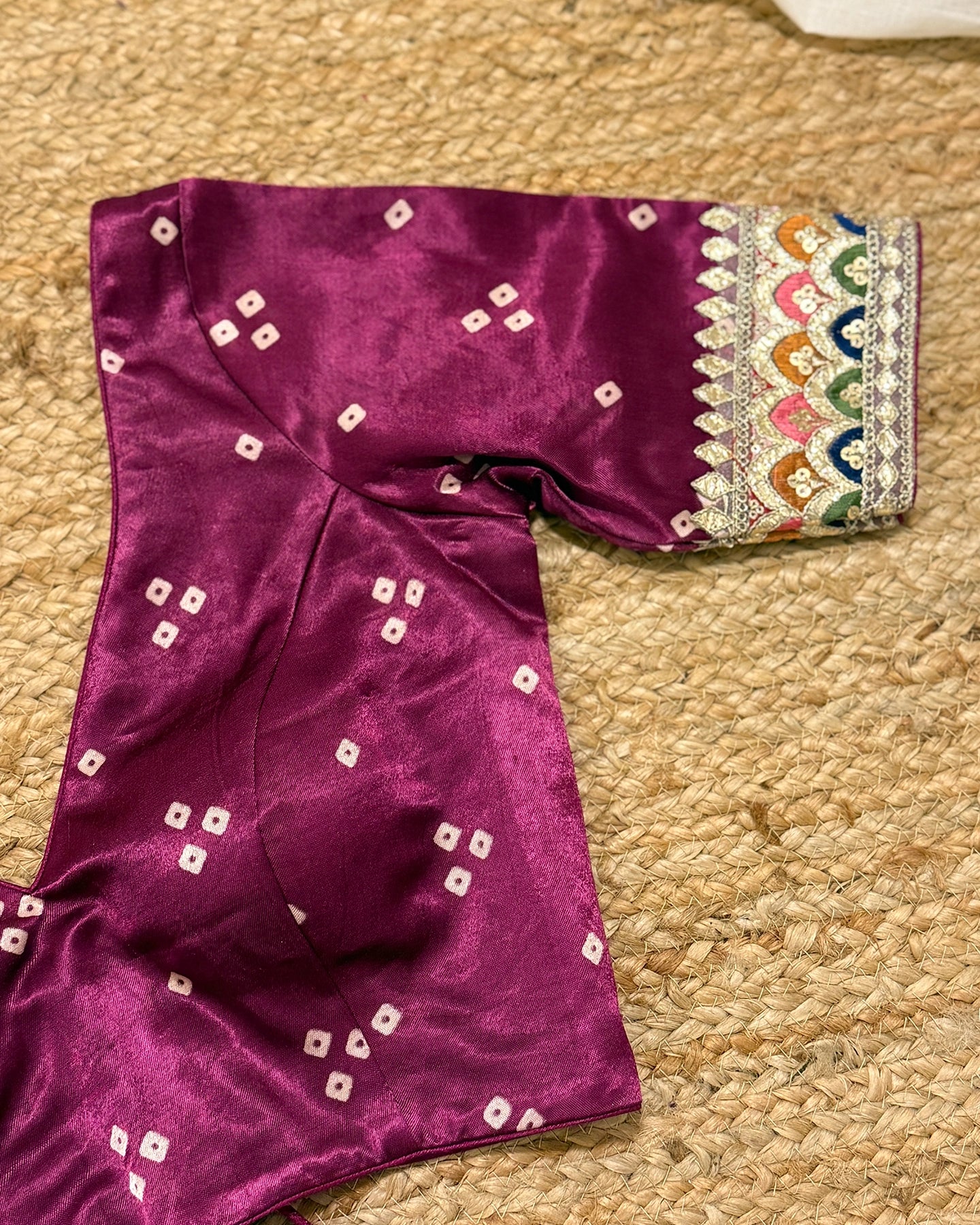 Wine Bandhej Blouse