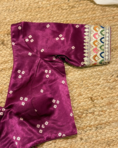 Wine Bandhej Blouse