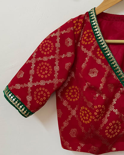 Bandhini Sage Blouse