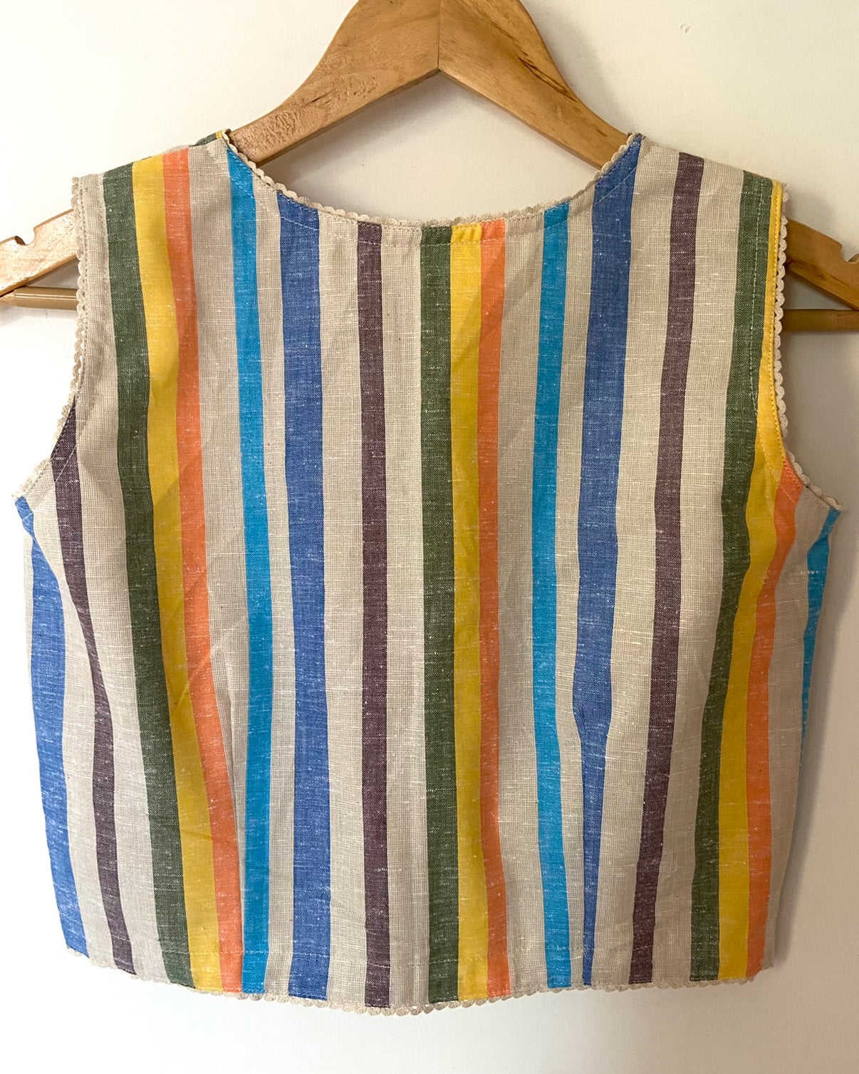Sunny Rainbow Pleats Blouse Rainbow Stripe