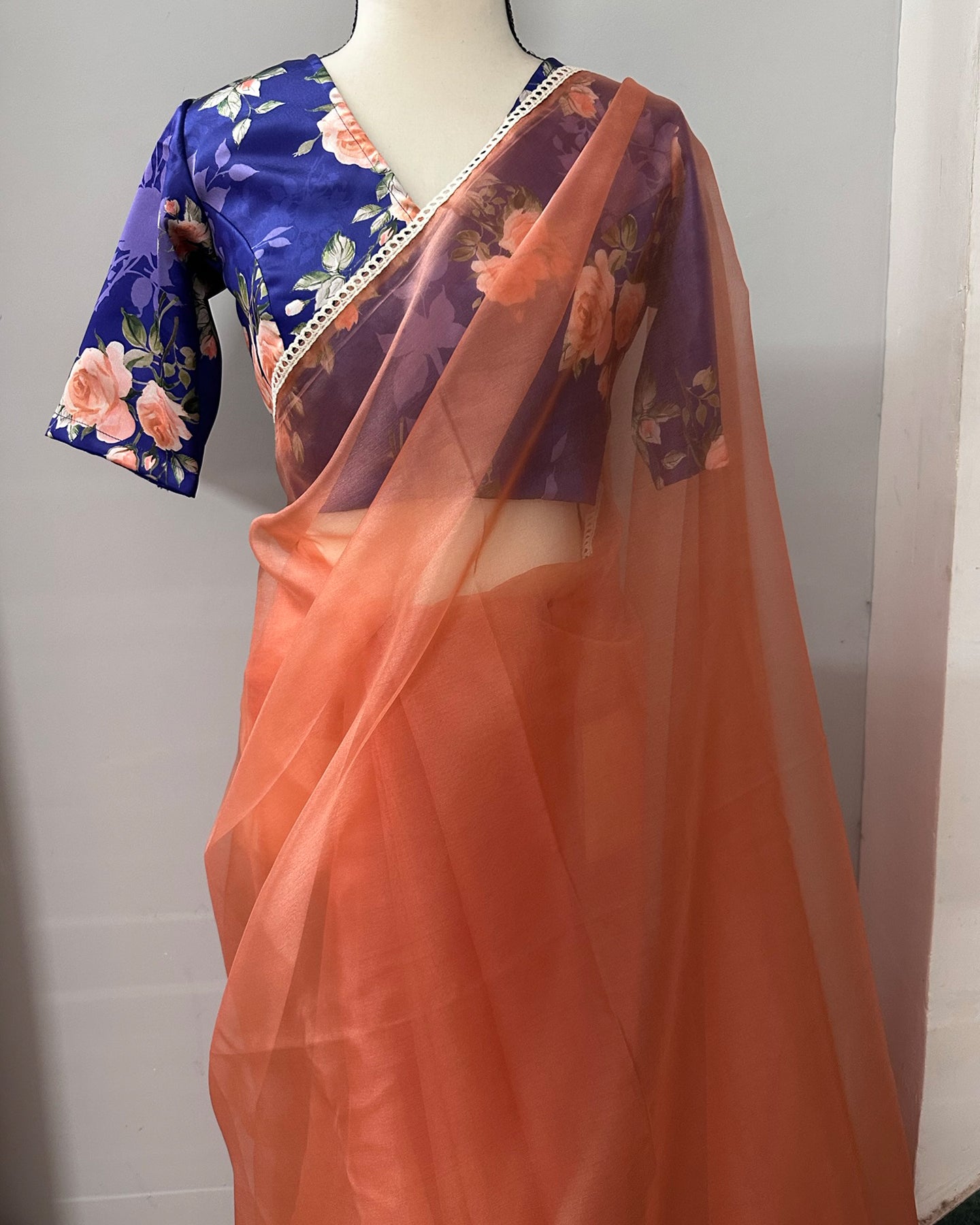 Peach Sheer Saree